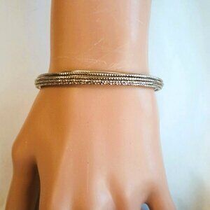 ATI Etched Twisted Cuff Bracelet 6.75" Silver Tone Diamond Cut